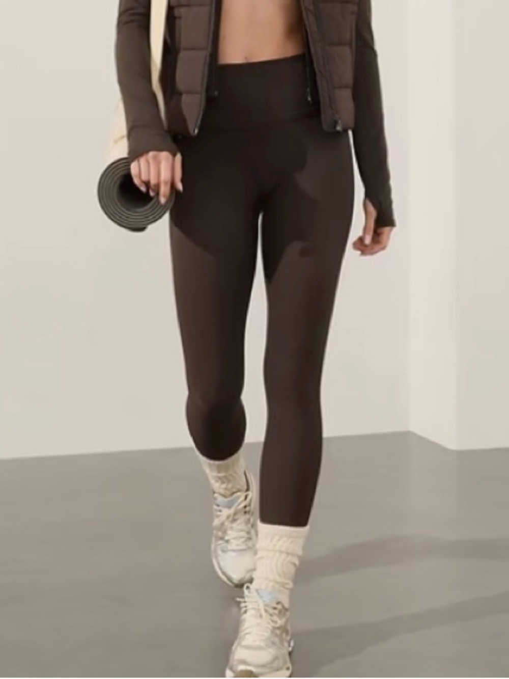 Athleta Dark Brown High-Waist Elation ribbed Leggings. Size XXS.